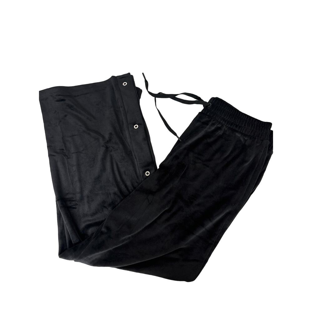 NEW Victoria secret super soft sweat pants szL Large rhinestone edges black wide